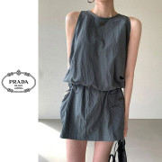 PRADA 프라다 샌드 바스락 민소매 치마 바지 세트 2COLOR