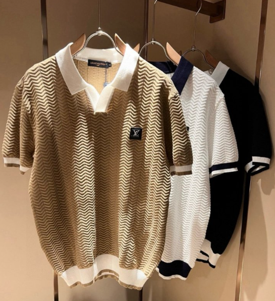 LOUIS VUITTON 루이비통 LV 래더패치 배색PK 반팔티 3COLOR