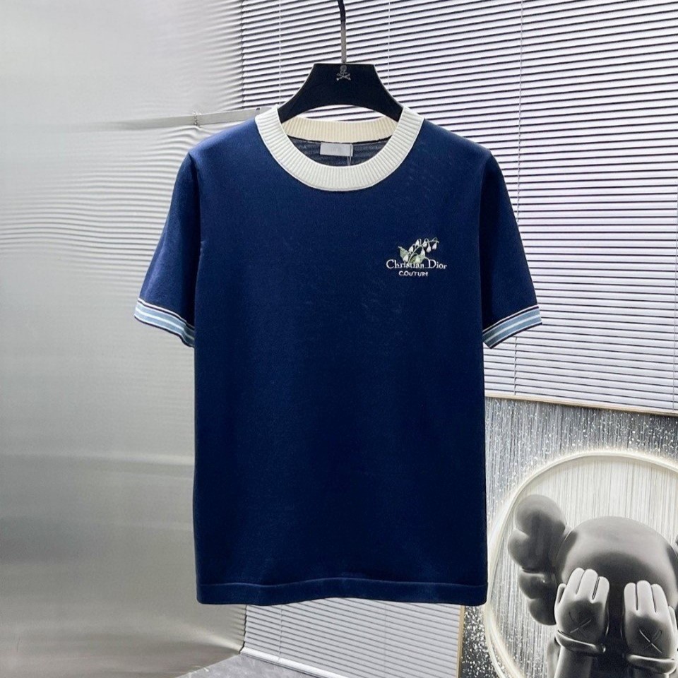 DIOR 디올 포켓 멀티자수 라운드 반팔티