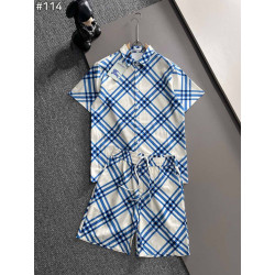BURBERRY 버버리 블루 체크 반팔 셔츠 & 팬츠 세트