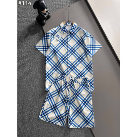 BURBERRY 버버리 블루 체크 반팔 셔츠 & 팬츠 세트