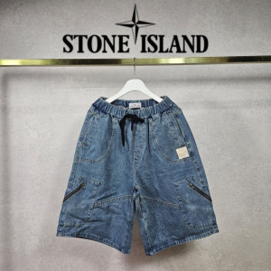 STONE ISLAND 스톤아랜드 지퍼 멀티 절개 버뮤다 밴딩 데님팬츠 2COLOR