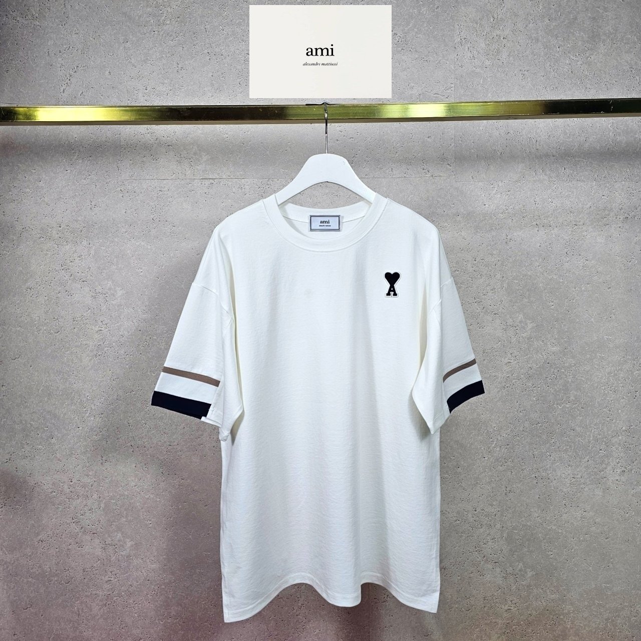 AMI 아미 배색 밴딩 반팔티 2COLOR