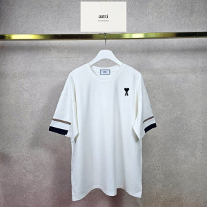 AMI 아미 배색 밴딩 반팔티 2COLOR