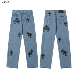 CHROME HEARTS 크롬하츠 블랙 크로스 패치 데님진