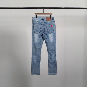 AMI 아미 레드하트 데미지 청바지