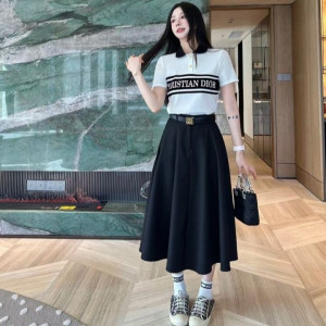 DIOR 디올 롱치마 카라 반팔 셋트