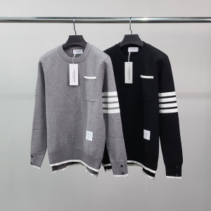 THOM BROWNE 톰브라운 사선완장 라인포켓 울 니트