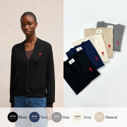 AMI 아미 드 꾀흐 엠브로이더리 니트 가디건