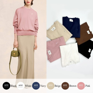 ●9월 판매 10위● AMI 아미 드 꾀흐 까마이외 자수 크루넥 니트