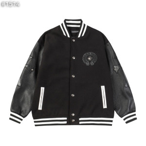 CHROME HEARTS 크롬하츠 크로스 레더 홀스슈 바시티 자켓