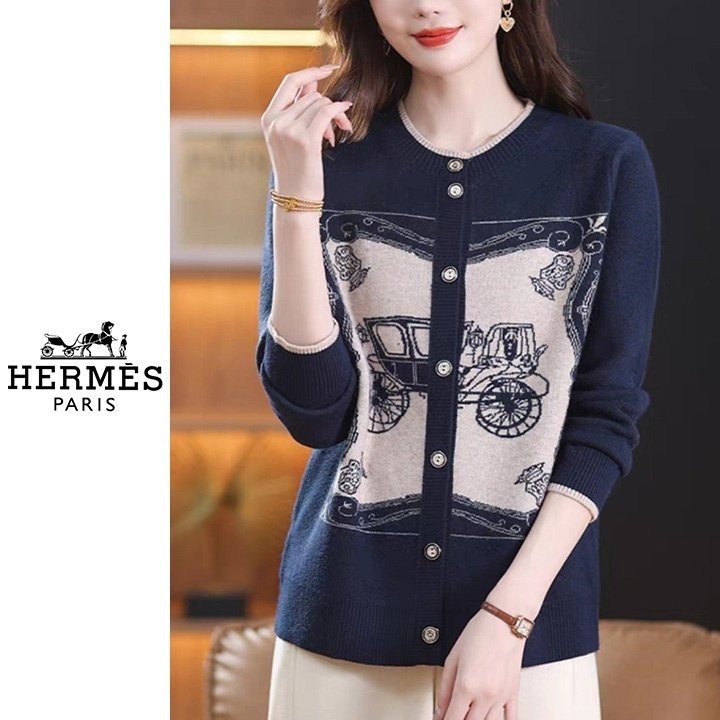 HERMES 에르메스 벨라 패턴 가디건 2COLOR