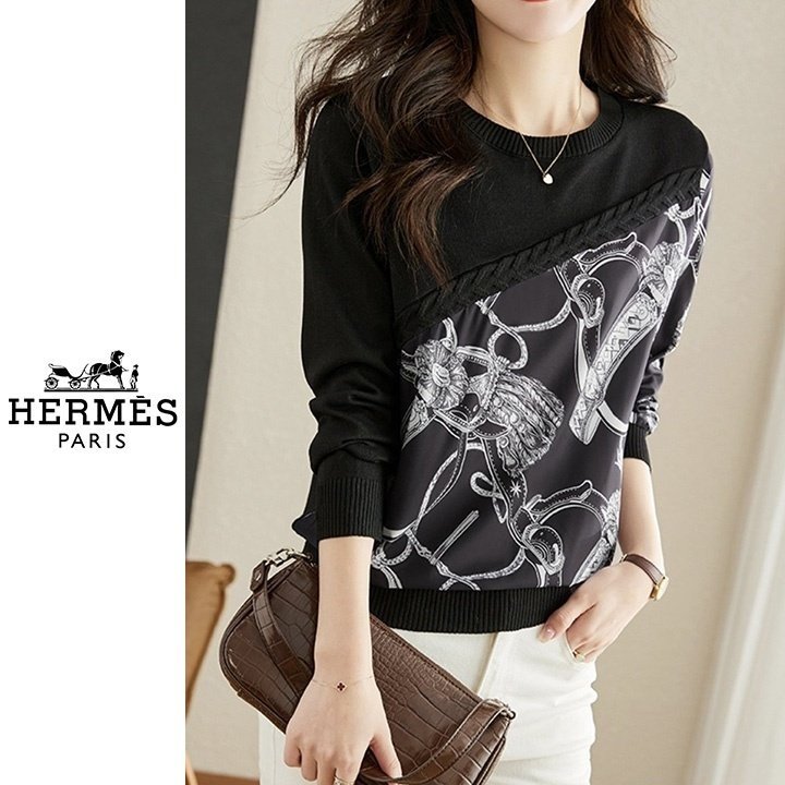 HERMES 에르메스 사선 꽈배기 라인니트 2COLOR