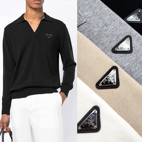 PRADA 프라다 오픈 카라 니트