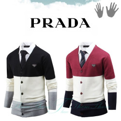 PRADA 프라다 블럭 니트 가디건