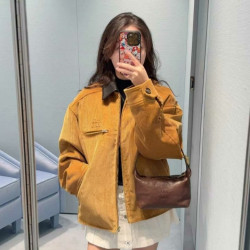 MIUMIU 미우미우 레더카라 코듀로이 자켓