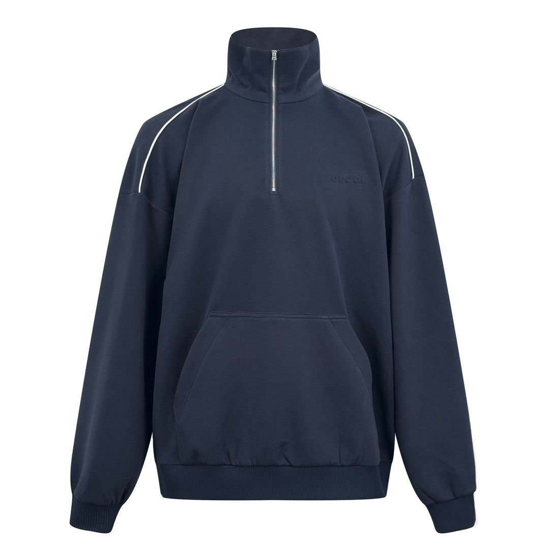 GUCCI 구찌 테크니컬 엠보싱 하프 집업 스웨트 셔츠