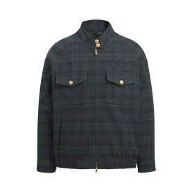 MIUMIU 미우미우 로고 패치 체크 블루종 자켓