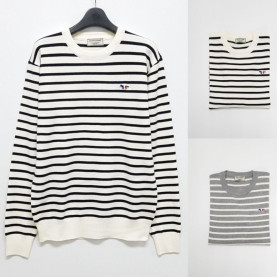MAISON KITSUNE 메종키츠네 트리컬러 스트라이프 니트