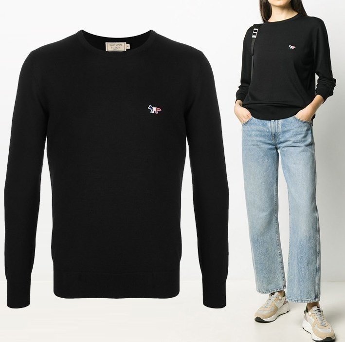 MAISON KITSUNE 메종키츠네 트리컬러 라운드니트