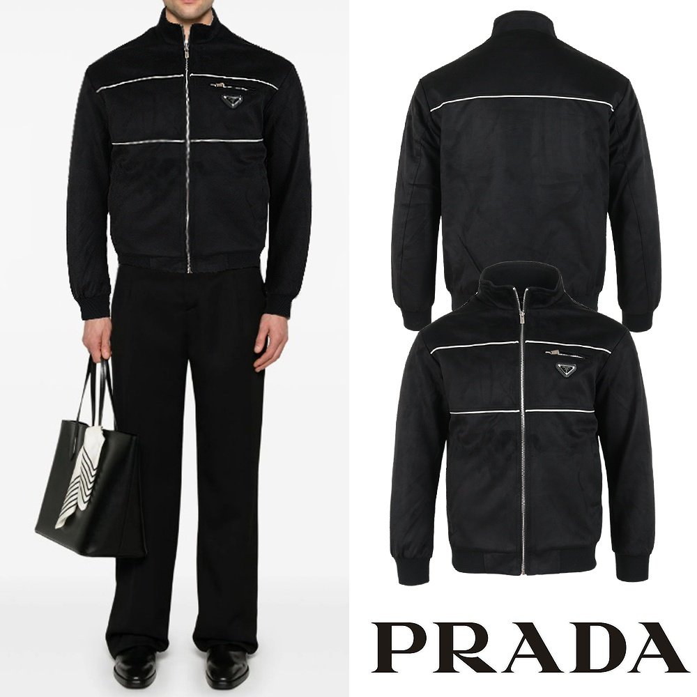 PRADA 프라다 클래식 삼각 누빔 스웨이드 자켓