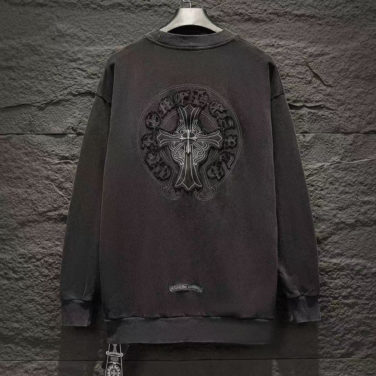 ●9월 판매 4위● CHROME HEARTS 크롬하츠 스틸 크로스 피그먼트 로고 맨투맨