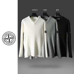 STONE ISLAND 스톤아일랜드 골지 브이넥 니트