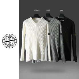 STONE ISLAND 스톤아일랜드 골지 브이넥 니트