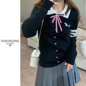 THOM BROWNE 톰브라운 배색카라 퍼피 꽈배기 니트 3COLOR