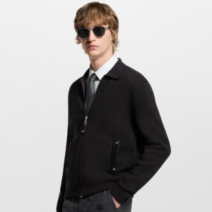 LOUIS VUITTON 루이비통 위드 레더 블루종 니트 블루종 자켓