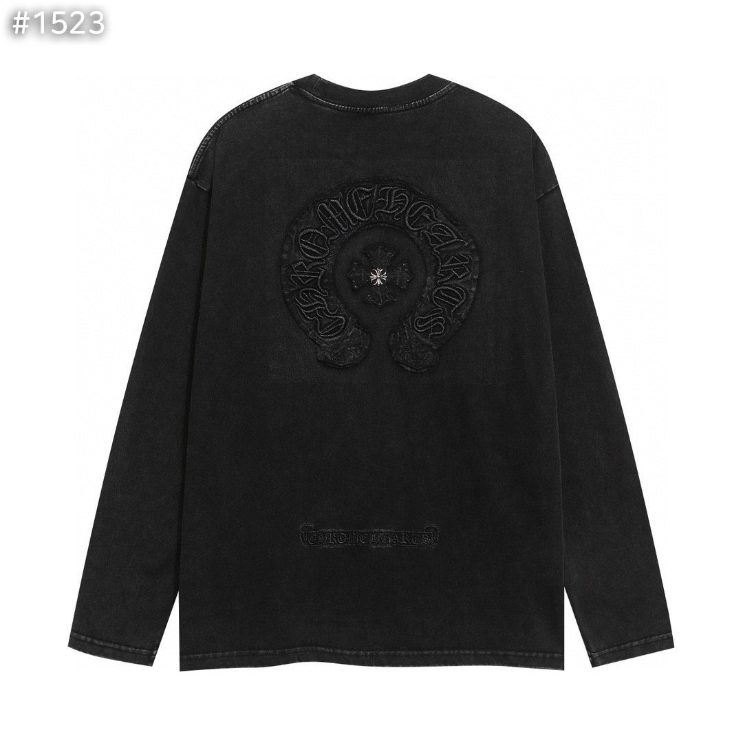 CHROME HEARTS 크롬하츠 아플리케 워싱 블랙 긴팔티셔츠