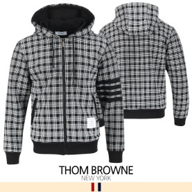 THOM BROWNE 톰브라운 블랙4바 하운드 체크 후드 집업