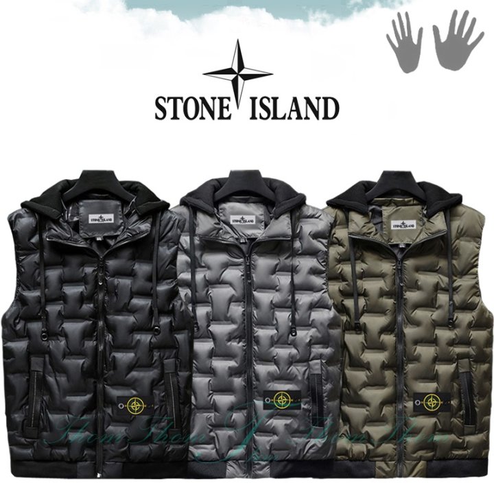 STONE ISLAND 스톤아일랜드 고주파 후드 패딩 베스트