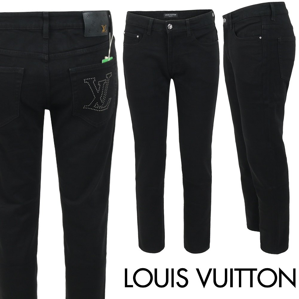 LOUIS VUITTON 루이비통 스터드 스틸로고 블랙 슬림 일자진