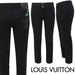 LOUIS VUITTON 루이비통 스터드 스틸로고 블랙 슬림 일자진