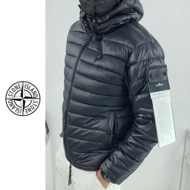 STONE ISLAND 스톤아일랜드 우븐 챔버스 지퍼 경량 후드 패딩 3COLOR