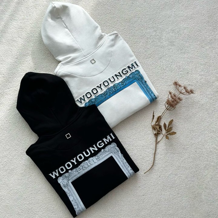 WOOYOUNGMI 우영미 프레임 백로고 기모 후드 2COLOR