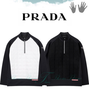 PRADA 프라다 사각 퀄팅 하프 집업