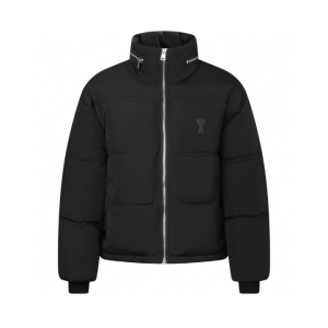 AMI 아미 레더 로고 다운 패딩