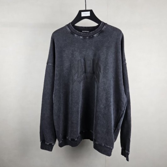 BALENCIAGA 발렌시아가 파리 로고 피그먼트 오버핏 맨투맨 2COLOR