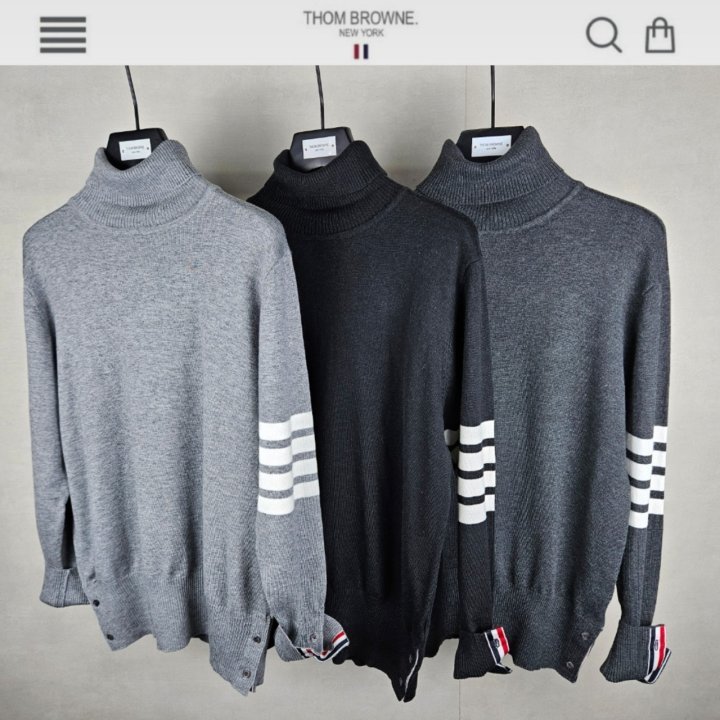 THOM BROWNE 톰브라운 캐시미어 사선 터틀넥