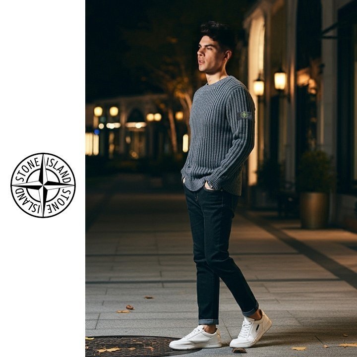 STONE ISLAND 스톤아일랜드 이중골지 패치 니트 3COLOR