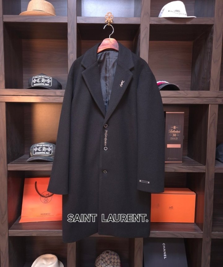 SAINT LAURENT 생로랑 포멀 모던 블랙 코트