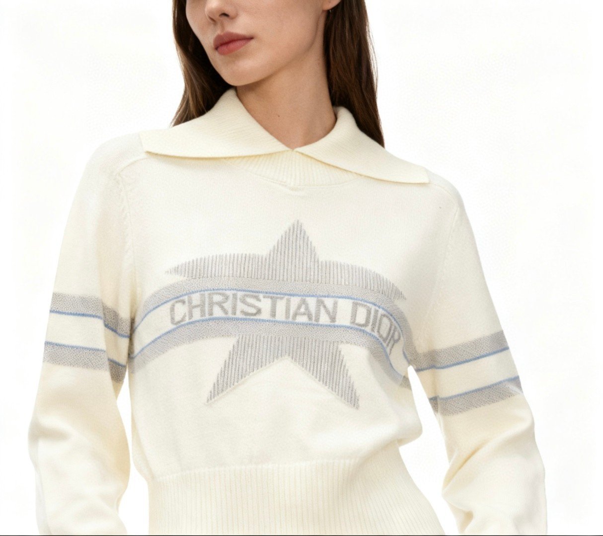 DIOR 디올 모크넥 스타 울 캐시 니트