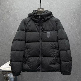 PRADA 프라다 파리스 트라이앵글 탭 후드 다운 자켓