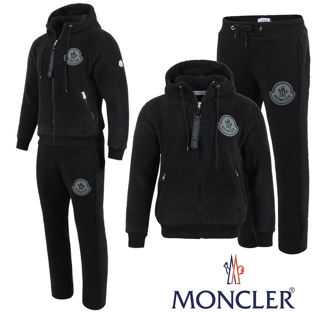 MONCLER 몽클레어 빅로고 양털 후드 집업 셋업 2COLOR
