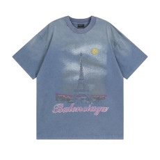 BALENCIAGA 발렌시아가 23117 파리 문 로고 구제 워싱 반팔