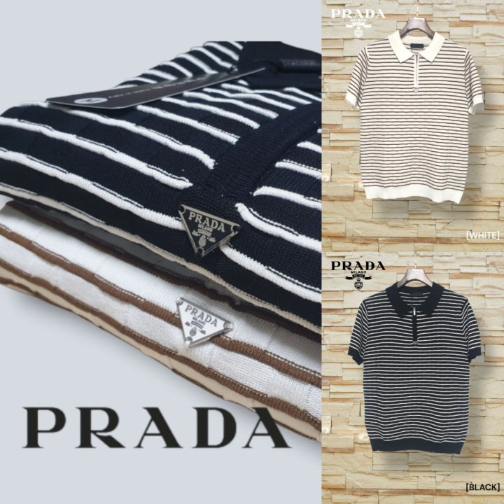 PRADA 프라다 스트라이프 카라니트