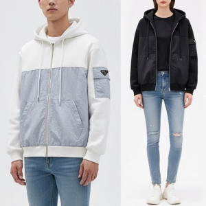 PRADA 프라다 배색포인트 후드집업