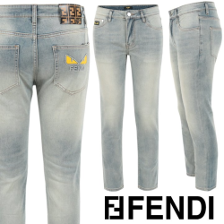 FENDI 펜디 몬스터 로고 연청 슬림 일자진